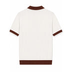 WEELZ Contrast-Collar Zip Knit Polo â€” Off-White & Brown - Off-White & Brown - view 2