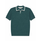 WEELZ Contrast V-Neck Knit Polo - Green - view 1