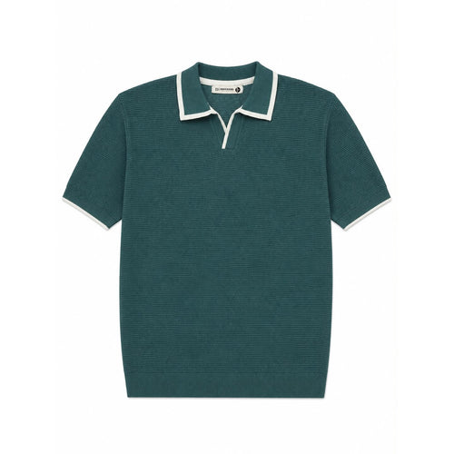 WEELZ Contrast V-Neck Knit Polo - Green - view 1