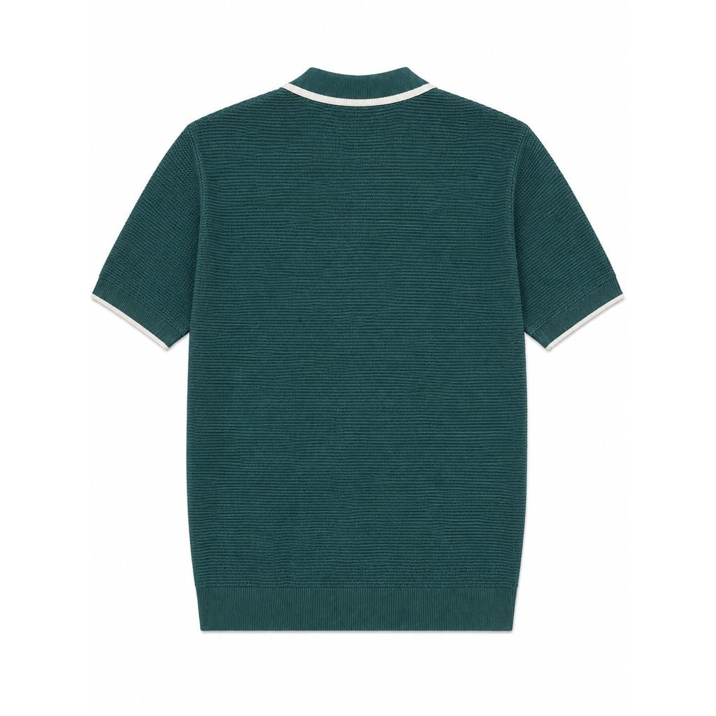 WEELZ Contrast V-Neck Knit Polo - Green - view 2
