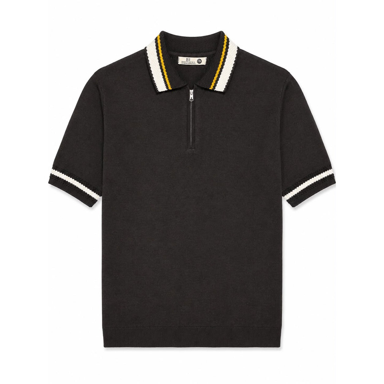 WEELZ Geometric-Trim Zip Knit Polo - Black - view 2