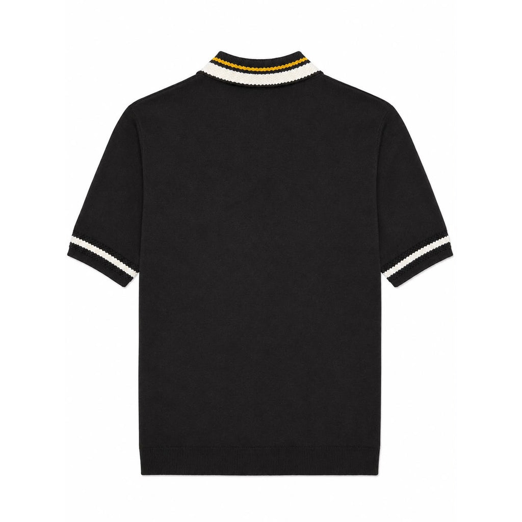 WEELZ Geometric-Trim Zip Knit Polo - Black - view 3