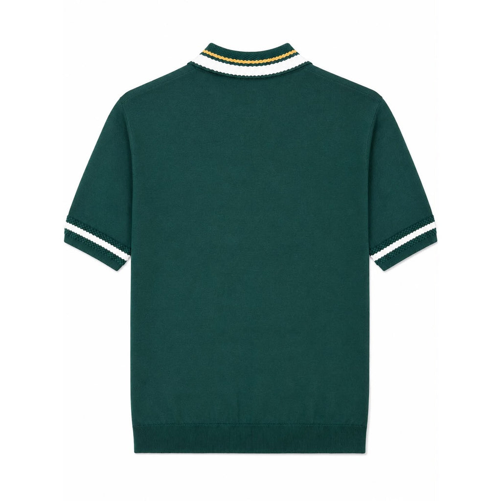 WEELZ Geometric-Trim Zip Knit Polo - Green - view 1