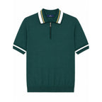WEELZ Geometric-Trim Zip Knit Polo - Green - view 3
