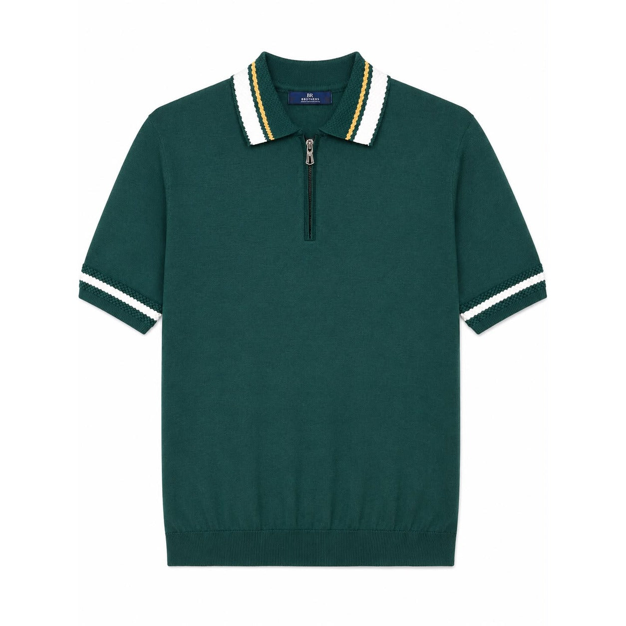 WEELZ Geometric-Trim Zip Knit Polo - Green - view 3