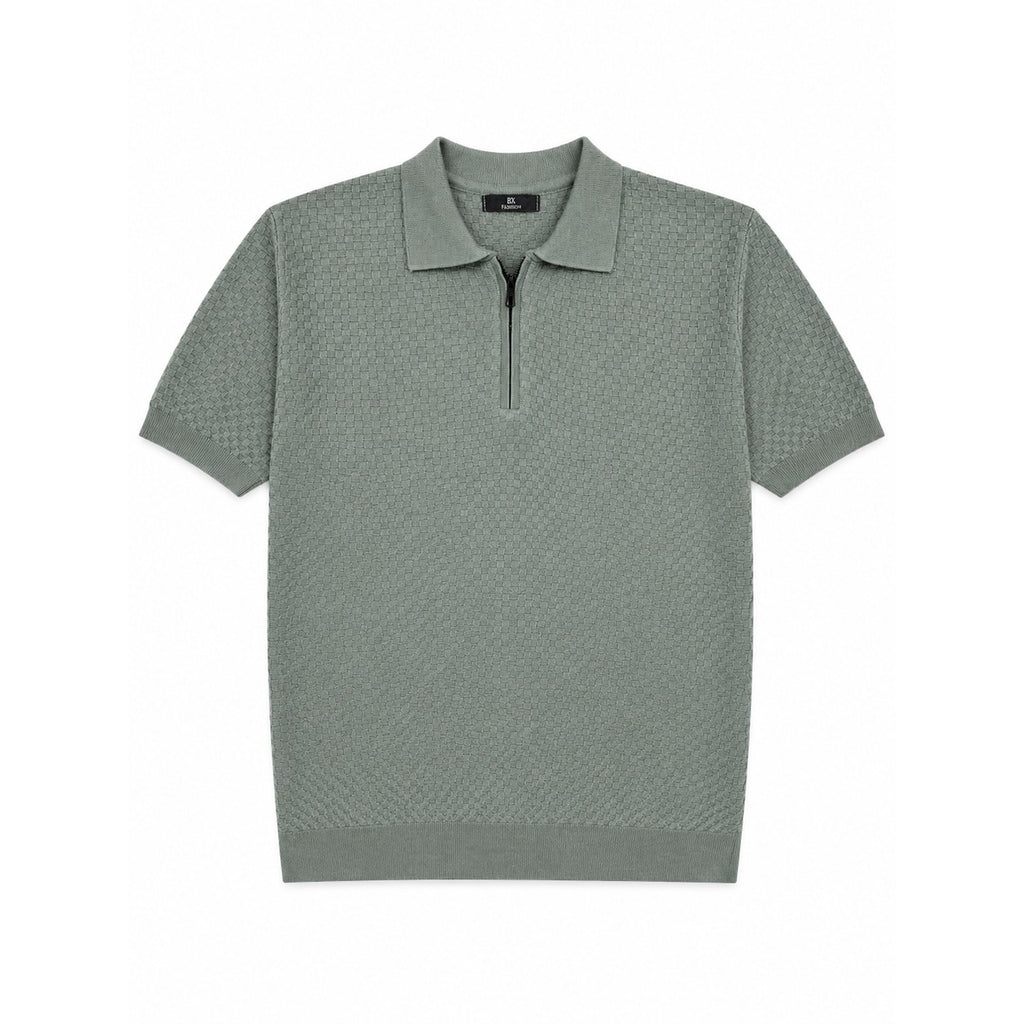 WEELZ Textured Zip Knit Polo - Olive - view 2