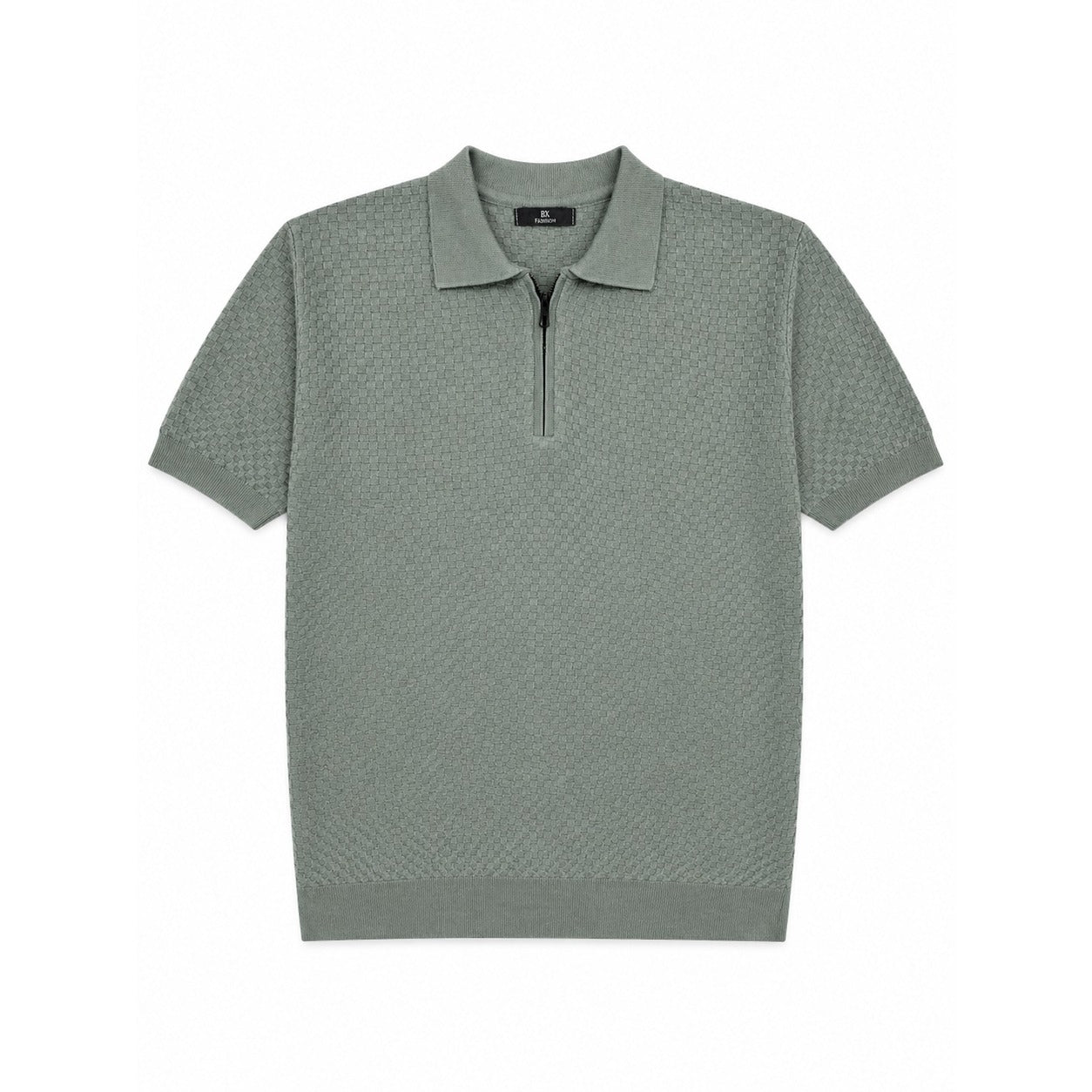 WEELZ Textured Zip Knit Polo - Olive - view 2