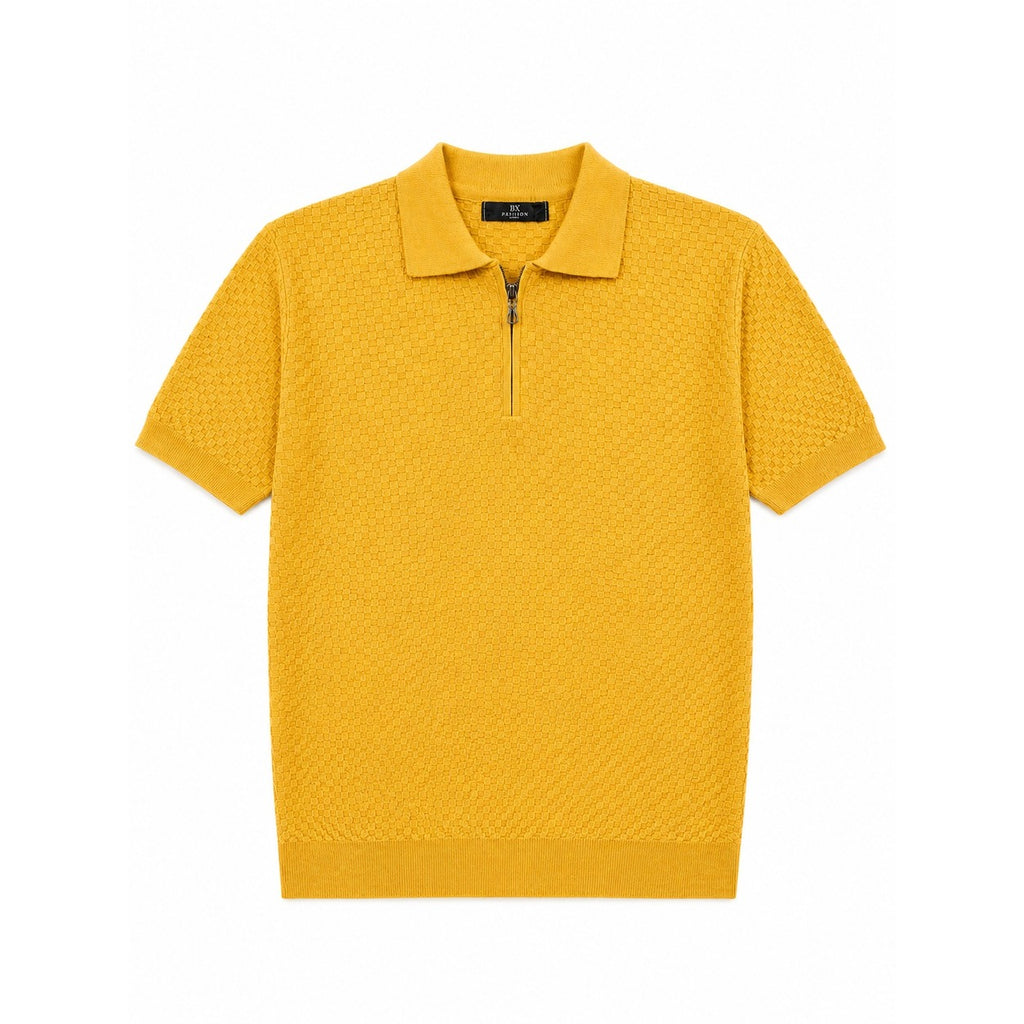 WEELZ Textured Zip Knit Polo - Yellow - view 1