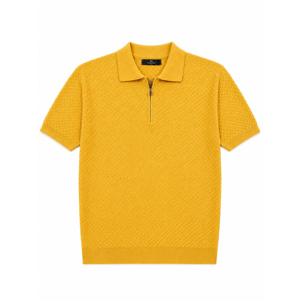 WEELZ Textured Zip Knit Polo - Yellow - view 1
