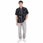 WEELZ Graphic Print Hawaii Shirt — Black — model look 1