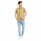 WEELZ Striped Print Hawaii Shirt — Mustard — model look 1