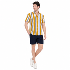 WEELZ Striped Print Hawaii Shirt — Mustard — model look 2