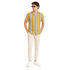 WEELZ Striped Print Hawaii Shirt — Mustard — model look 3