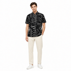 WEELZ Graphic Print Hawaii Shirt — Black — model look 3