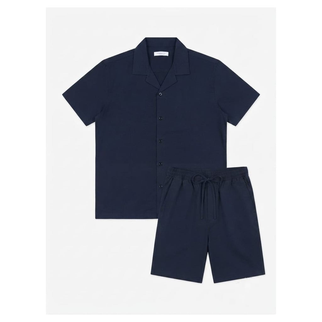 WEELZ Soft Camp-Collar Shirt & Shorts Set - Navy - view 2