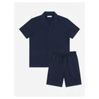 WEELZ Soft Camp-Collar Shirt & Shorts Set - Navy - view 2