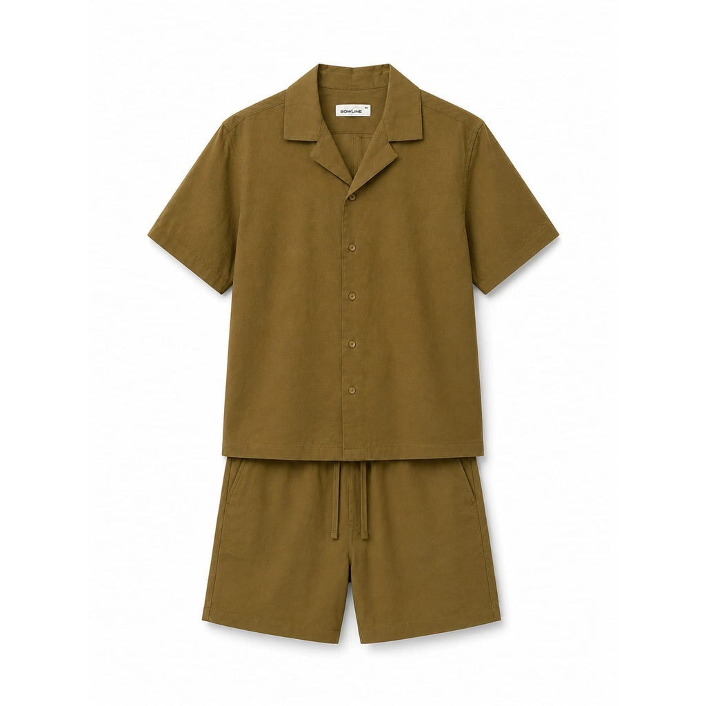 WEELZ Soft Camp-Collar Shirt & Shorts Set - Olive - view 2