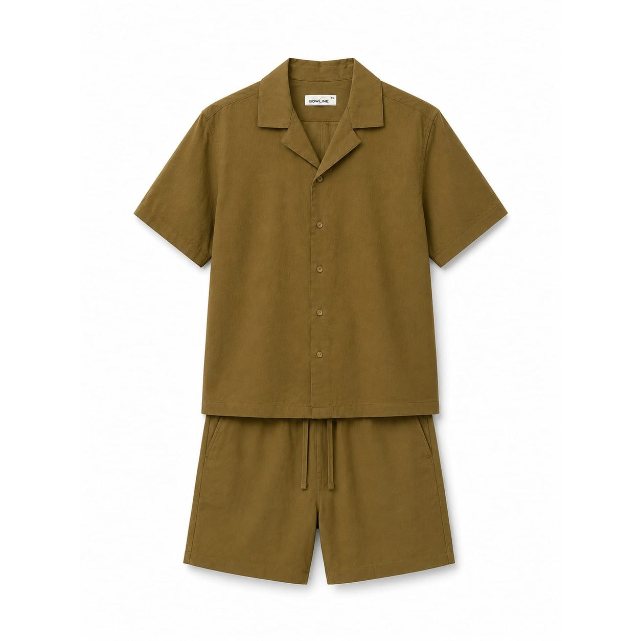 WEELZ Soft Camp-Collar Shirt & Shorts Set - Olive - view 2