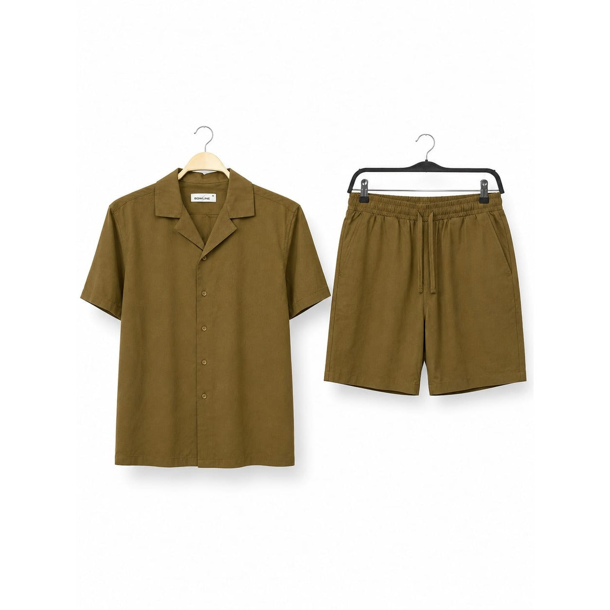 WEELZ Soft Camp-Collar Shirt & Shorts Set - Olive - view 3