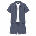 WEELZ Soft Camp-Collar Shirt & Shorts Set - Petrol Blue - view 2