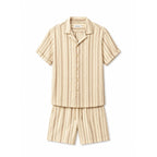 WEELZ Striped Linen Camp-Collar Shirt & Shorts Set - Beige & Brown - view 3