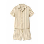 WEELZ Striped Linen Camp-Collar Shirt & Shorts Set - Beige & Olive - view 3