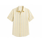 WEELZ Striped Linen Camp-Collar Shirt & Shorts Set - Off-White & Sky Blue - view 2