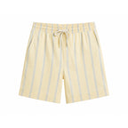 WEELZ Striped Linen Camp-Collar Shirt & Shorts Set - Off-White & Sky Blue - view 3
