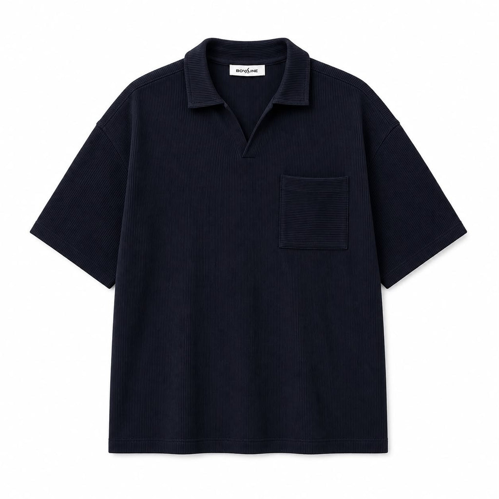 WEELZ Pocket-Collar Cotton T-Shirt & Shorts Set - Black - view 3