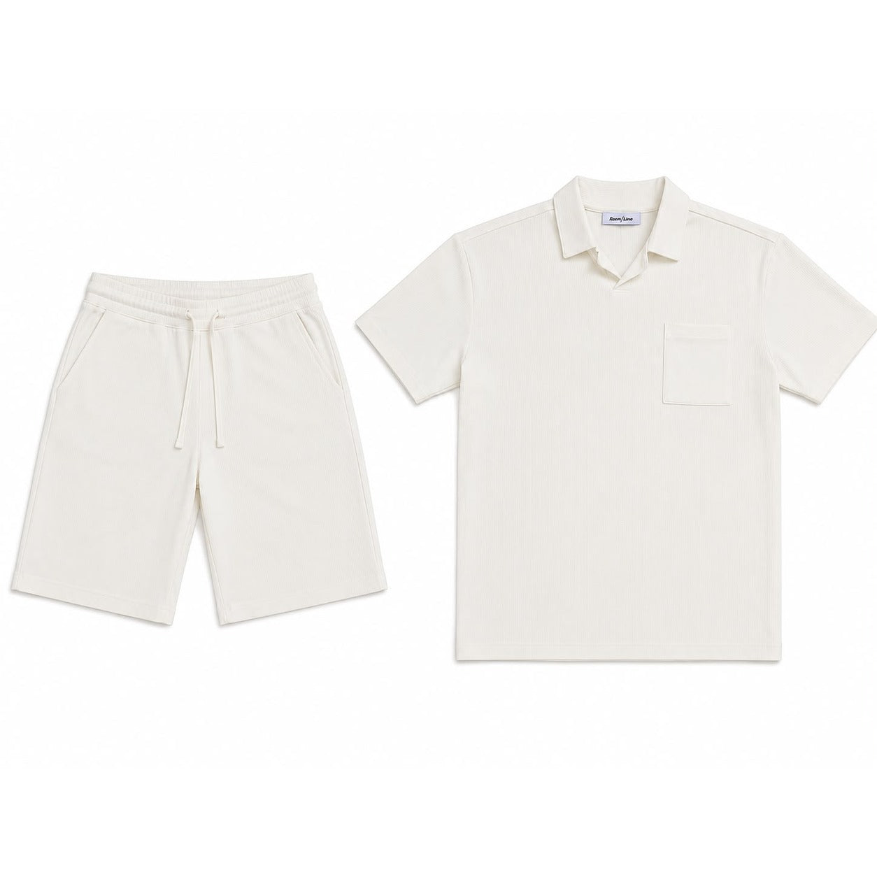 WEELZ Pocket-Collar Cotton T-Shirt & Shorts Set - White - view 2