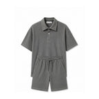 WEELZ Button-Collar Cotton T-Shirt & Shorts Set - Grey - view 3