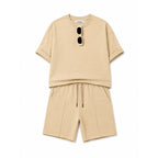 WEELZ Cooling Cotton Crew-Neck T-Shirt & Shorts Set - Beige - view 3