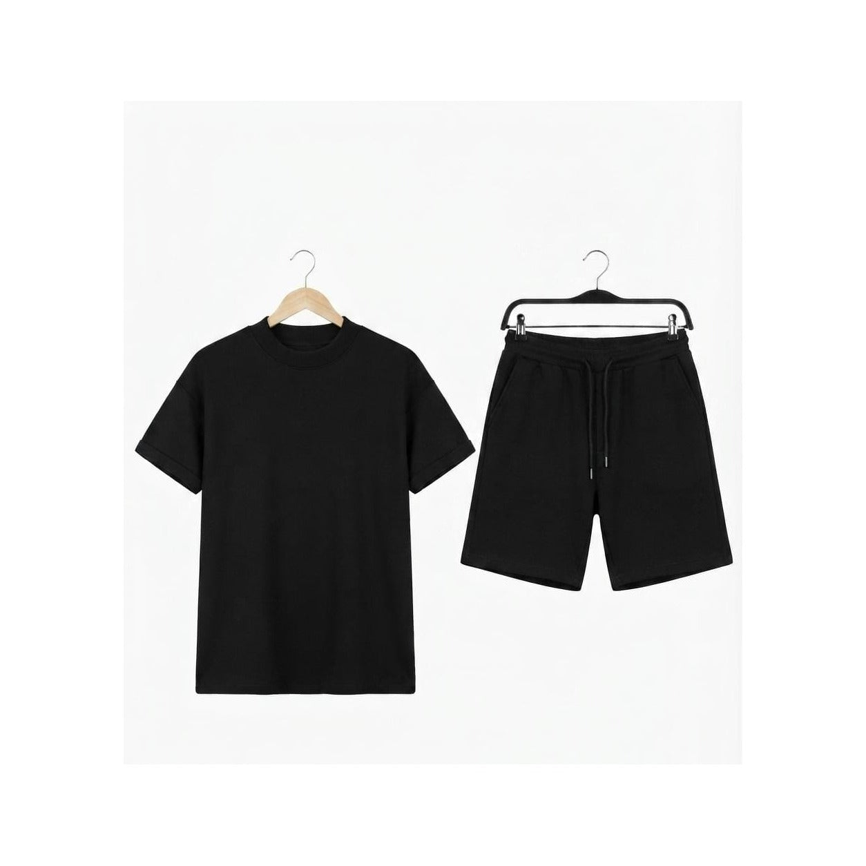 WEELZ Cooling Cotton Crew-Neck T-Shirt & Shorts Set - Black - view 1
