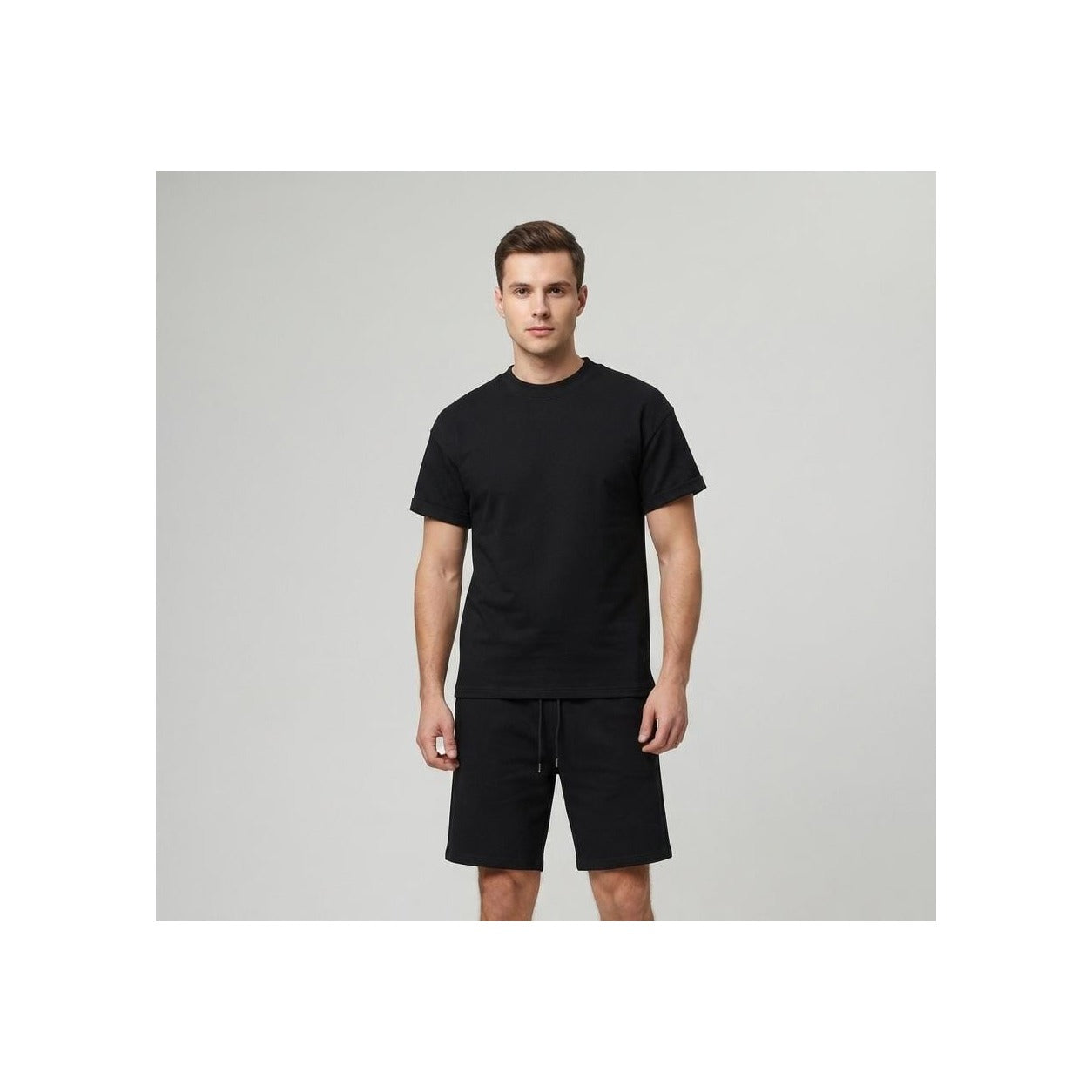WEELZ Cooling Cotton Crew-Neck T-Shirt & Shorts Set - Black - view 2