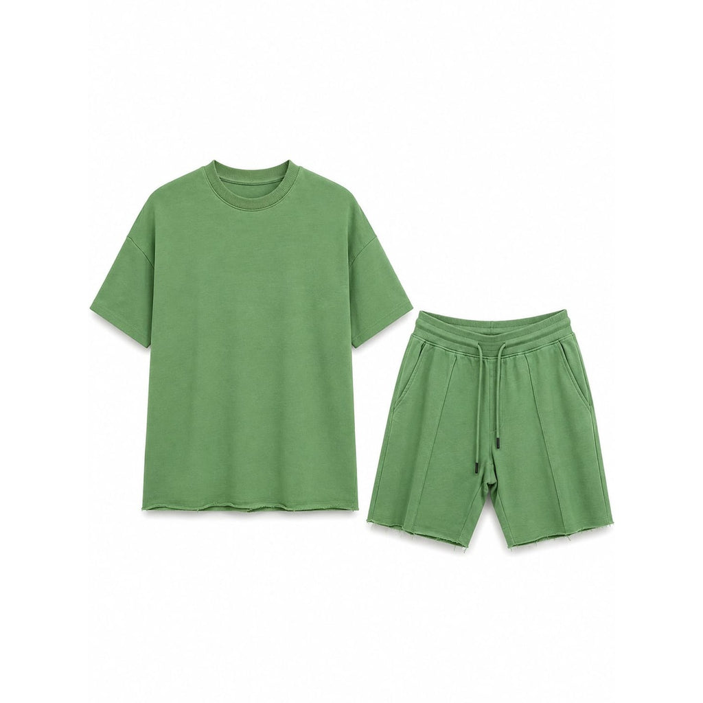 WEELZ Cooling Cotton Crew-Neck T-Shirt & Shorts Set - Green - view 2