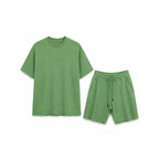 WEELZ Cooling Cotton Crew-Neck T-Shirt & Shorts Set - Green - view 2