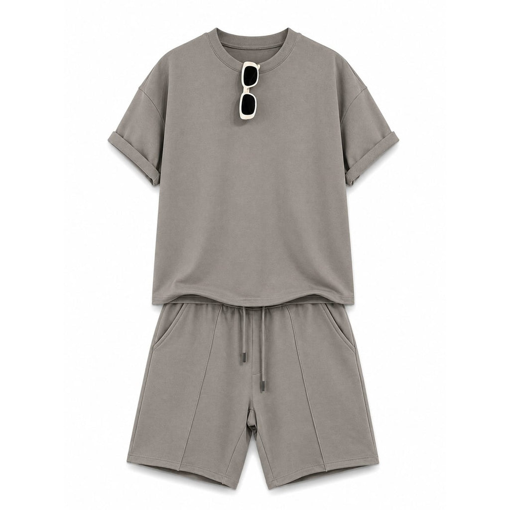 WEELZ Cooling Cotton Crew-Neck T-Shirt & Shorts Set - Grey - view 3