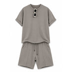 WEELZ Cooling Cotton Crew-Neck T-Shirt & Shorts Set - Grey - view 3