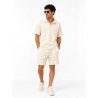 WEELZ Textured V-Collar T-Shirt & Shorts Set - Off-White - view 2