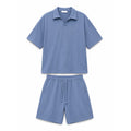WEELZ Textured V-Collar T-Shirt & Shorts Set - Petrol Blue - view 1