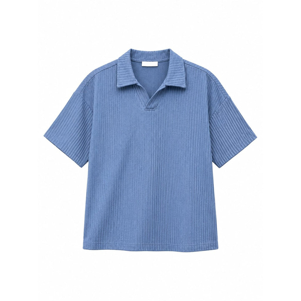 WEELZ Textured V-Collar T-Shirt & Shorts Set - Petrol Blue - view 3