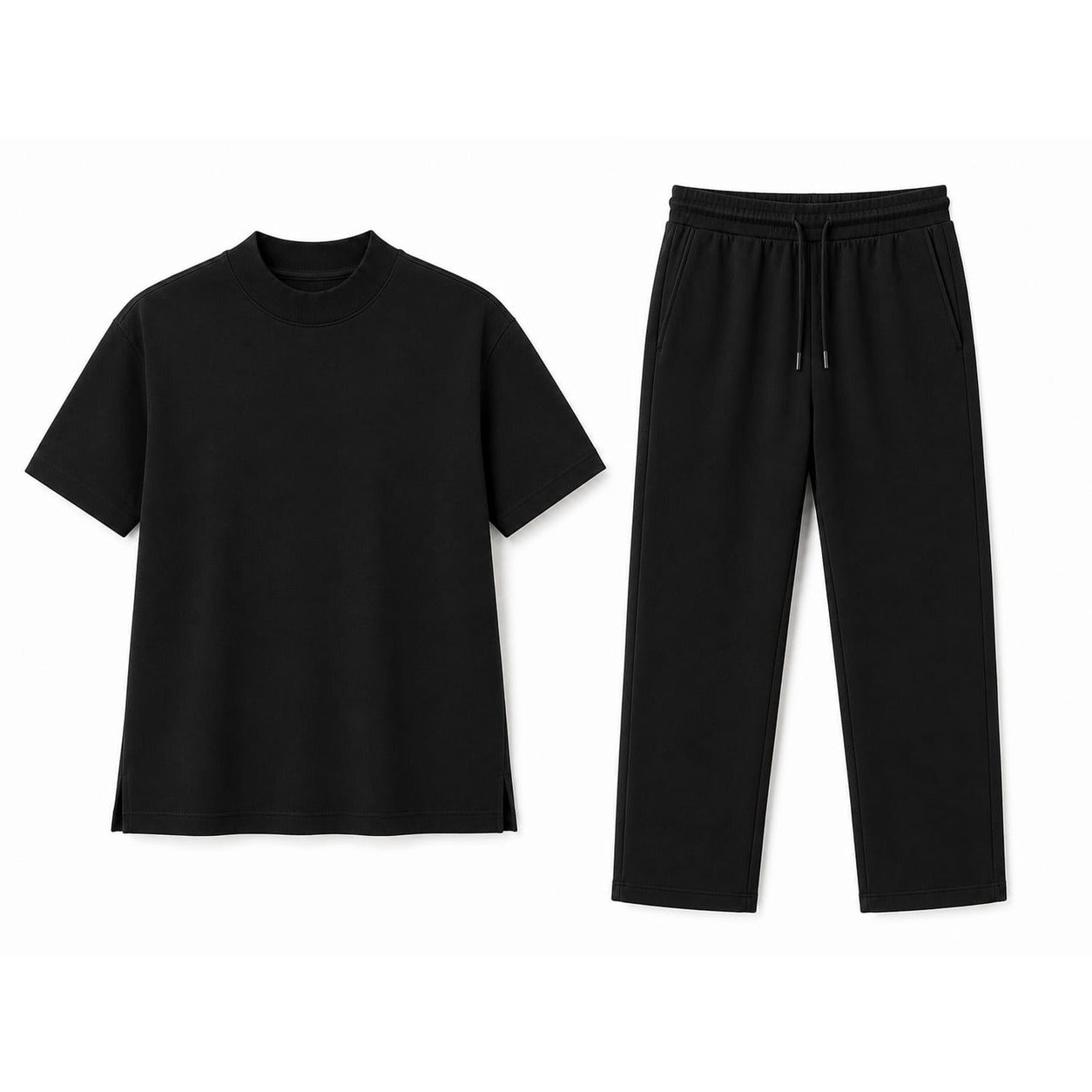WEELZ Cotton Crew-Neck T-Shirt & Pants Set - Black - view 1