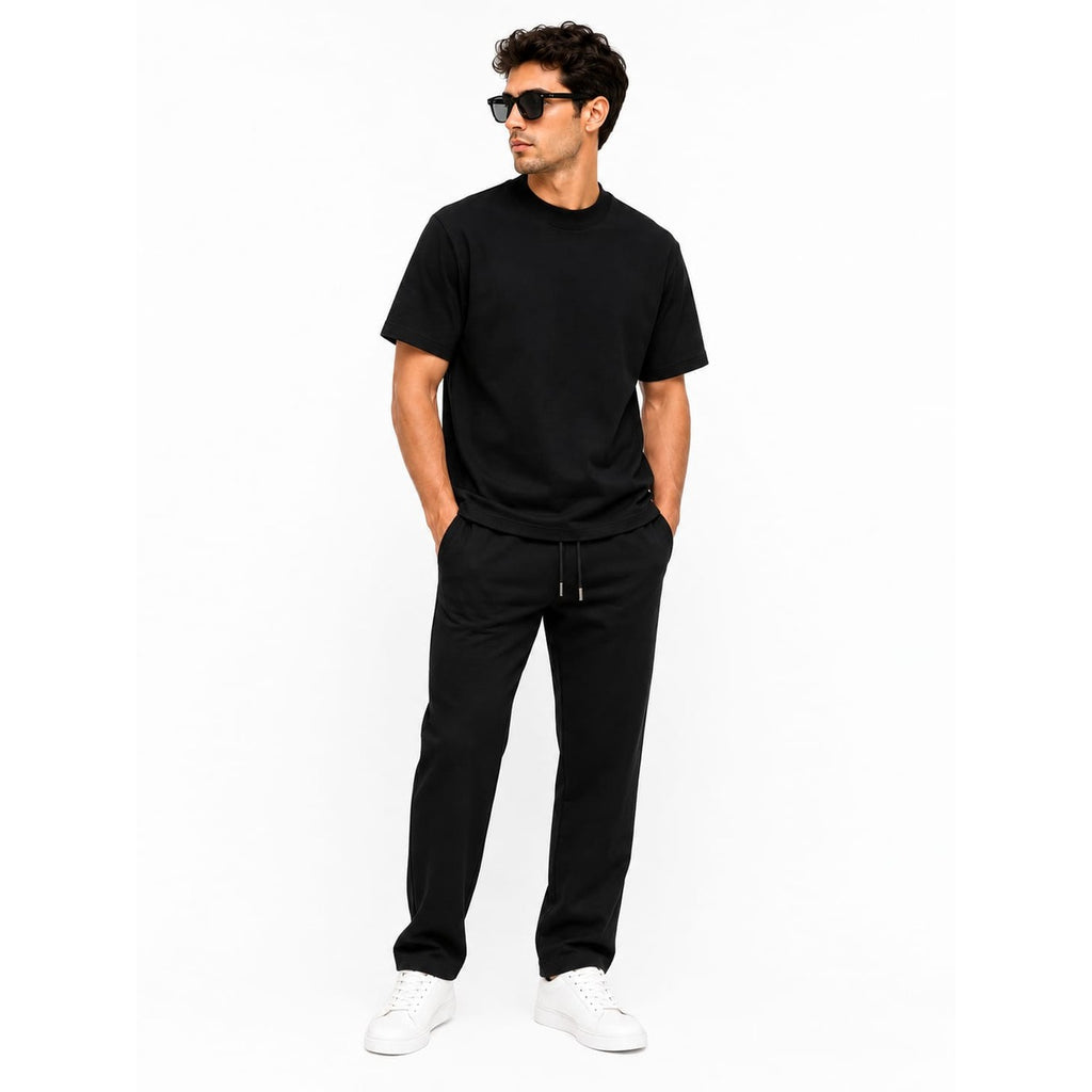 WEELZ Cotton Crew-Neck T-Shirt & Pants Set - Black - view 3