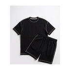 WEELZ Contrast-Stitch Cotton T-Shirt & Shorts Set - Black - view 2