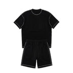WEELZ Contrast-Stitch Cotton T-Shirt & Shorts Set - Black - view 3