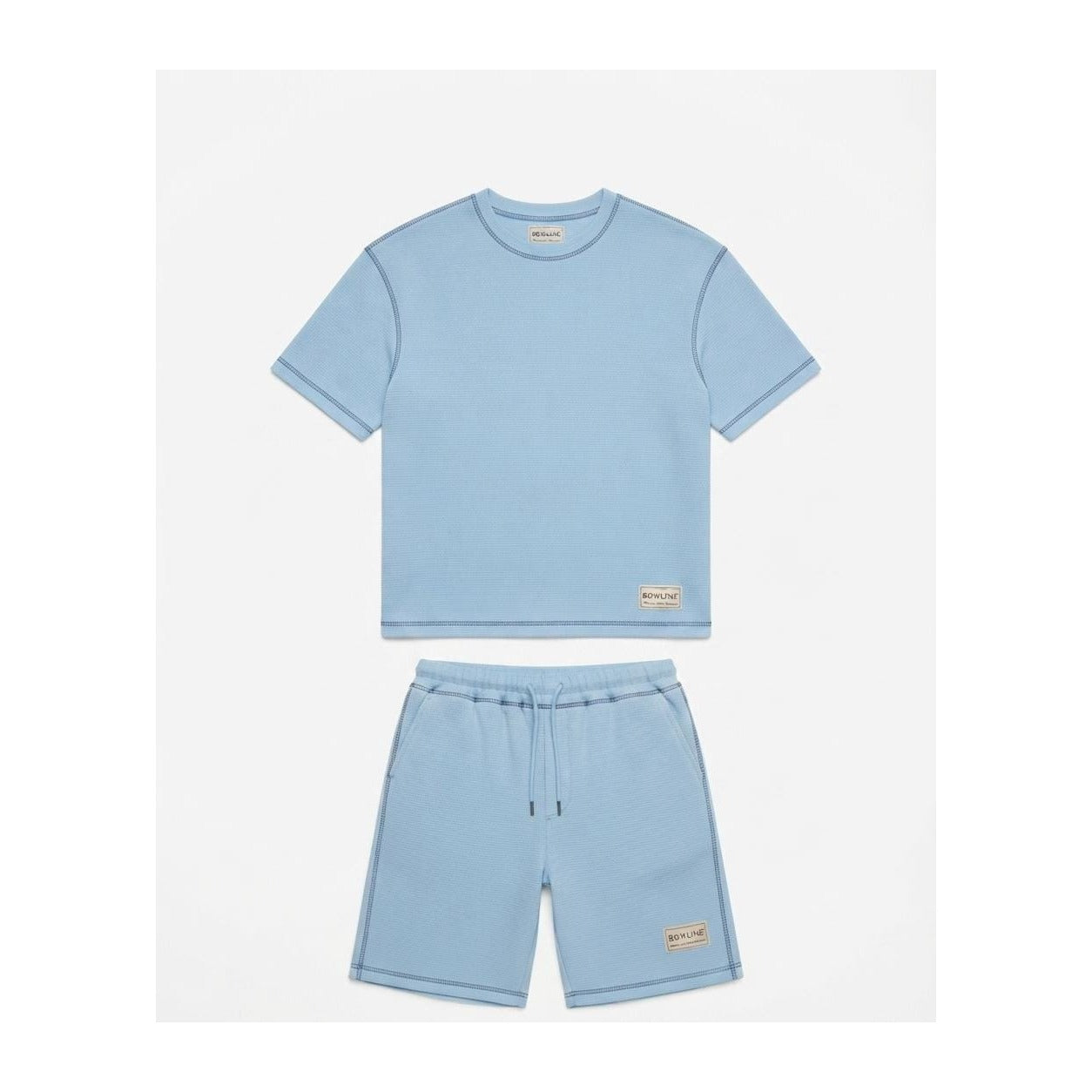 WEELZ Contrast-Stitch Cotton T-Shirt & Shorts Set - Sky Blue - view 1