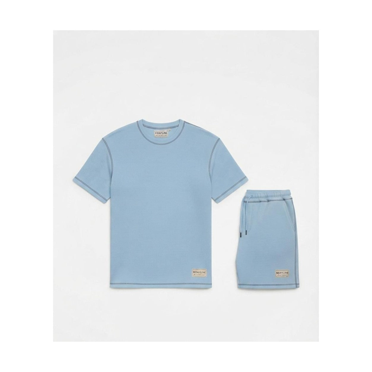 WEELZ Contrast-Stitch Cotton T-Shirt & Shorts Set - Sky Blue - view 2