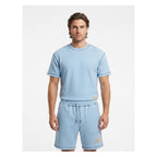 WEELZ Contrast-Stitch Cotton T-Shirt & Shorts Set - Sky Blue - view 3