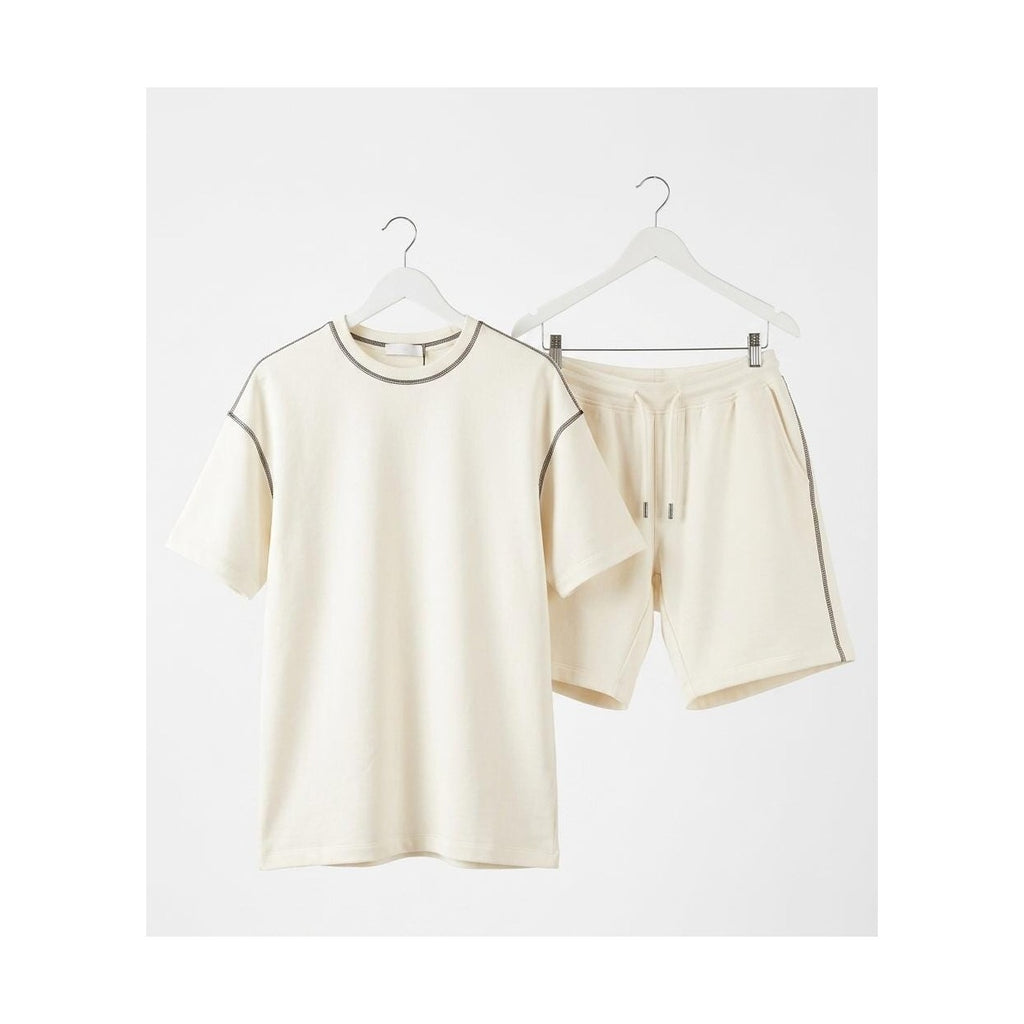 WEELZ Contrast-Stitch Cotton T-Shirt & Shorts Set - White - view 1