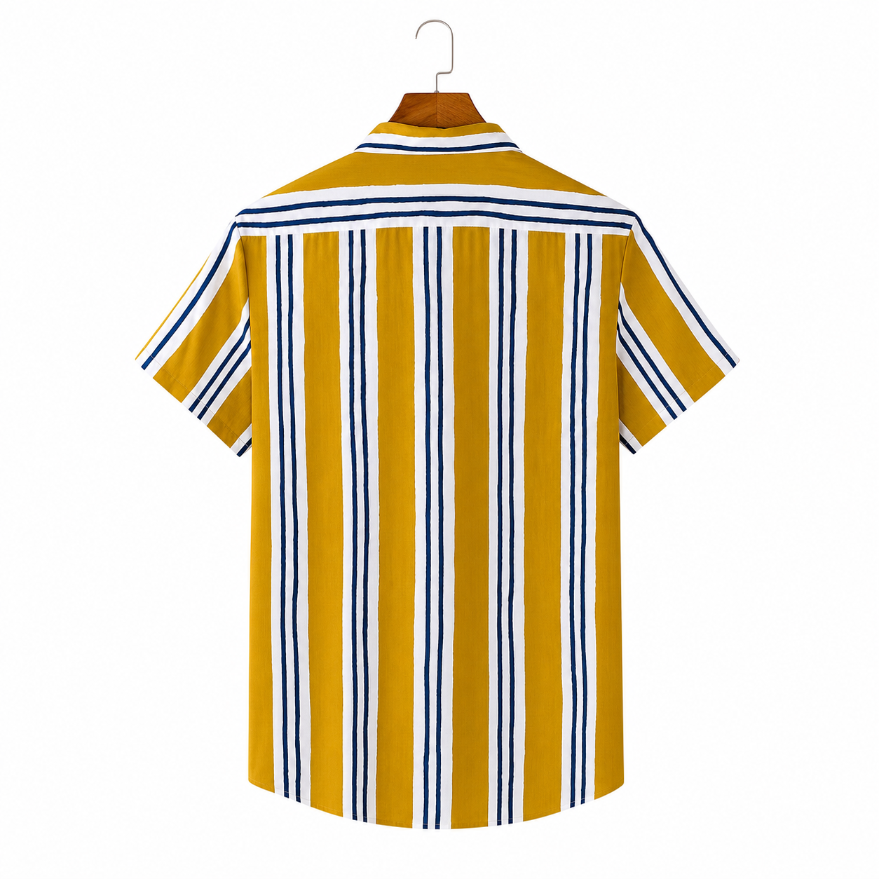 WEELZ Striped Print Hawaii Shirt — Mustard — back